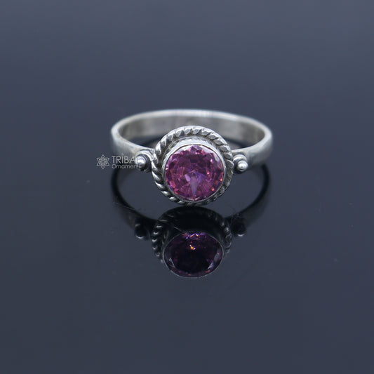 925 sterling silver pink colour stone ring Jewelry sr734 - TRIBAL ORNAMENTS