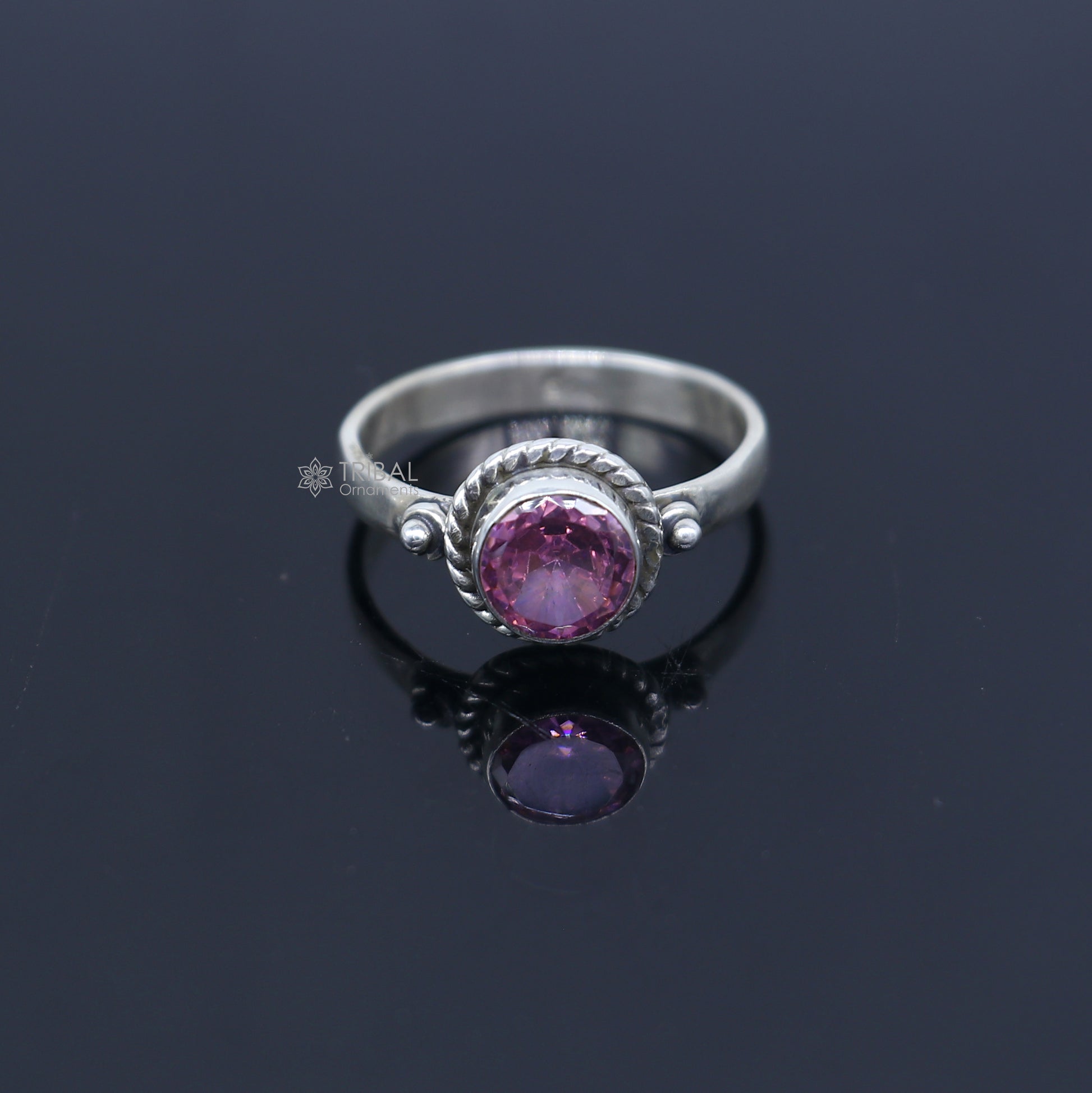 925 sterling silver pink colour stone ring Jewelry sr734 - TRIBAL ORNAMENTS