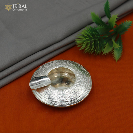 925 sterling silver handmade vintage design flower art small ashtray for cigarette royal unique luxury gift stb411 - TRIBAL ORNAMENTS