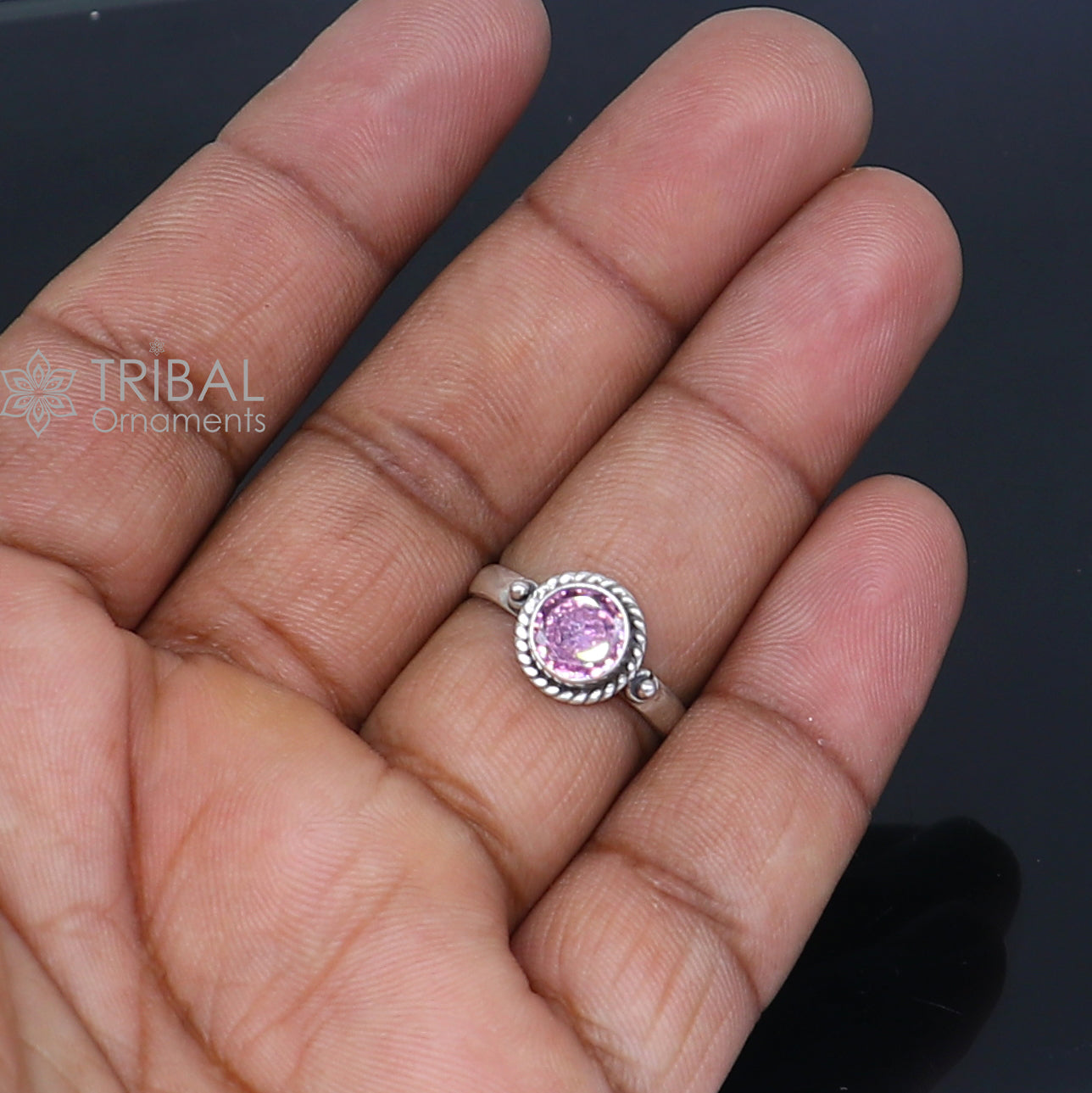 925 sterling silver pink colour stone ring Jewelry sr734 - TRIBAL ORNAMENTS