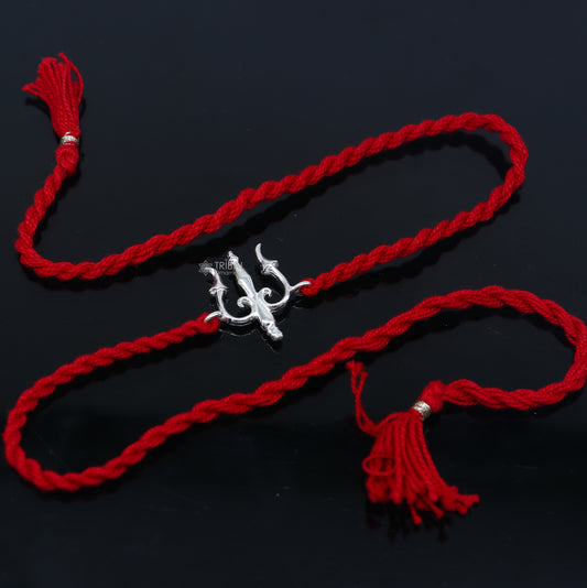925 sterling silver Trishul / Trident design pendant rakhi Rakshabandhan festival rk402 - TRIBAL ORNAMENTS