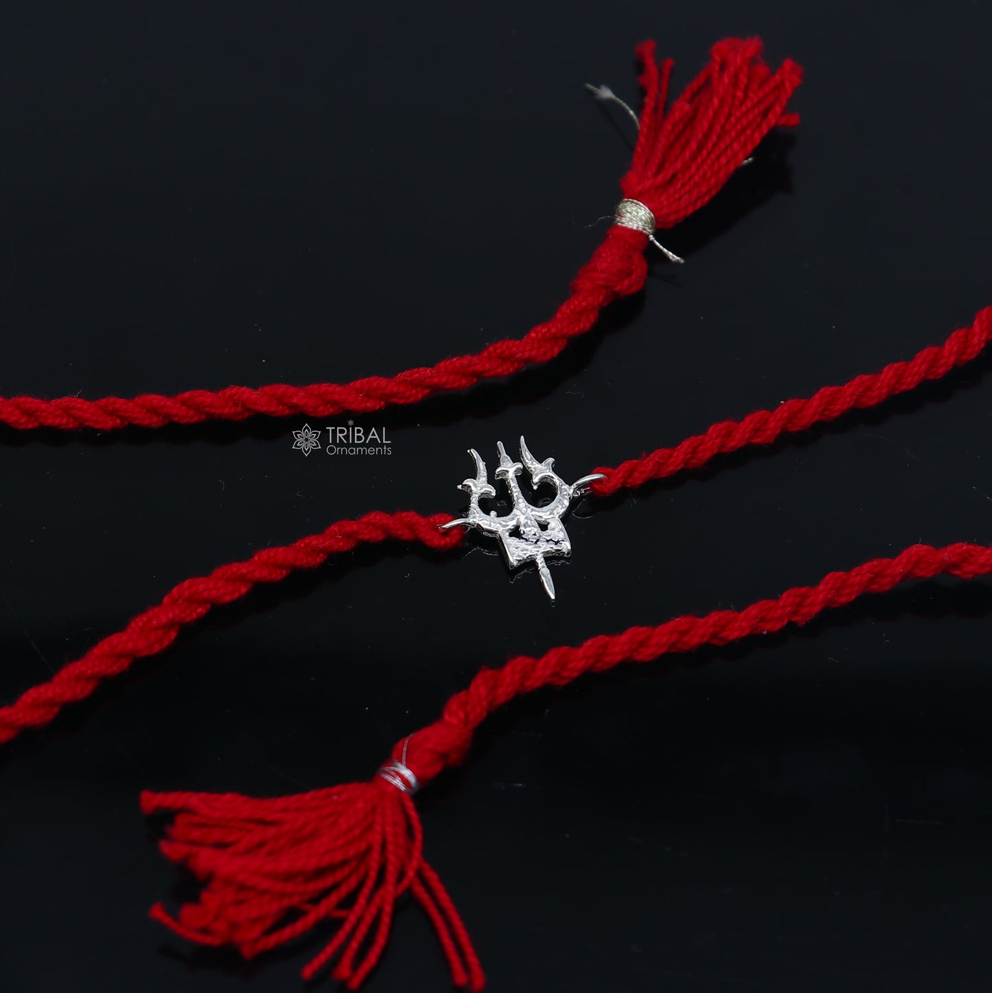 925 sterling silver Trishul / Trident design pendant rakhi Rakshabandhan festival rk403 - TRIBAL ORNAMENTS