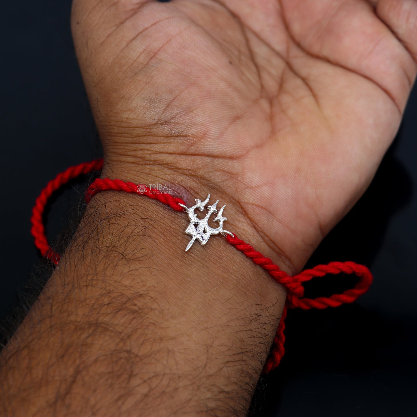 925 sterling silver Trishul / Trident design pendant rakhi Rakshabandhan festival rk403 - TRIBAL ORNAMENTS