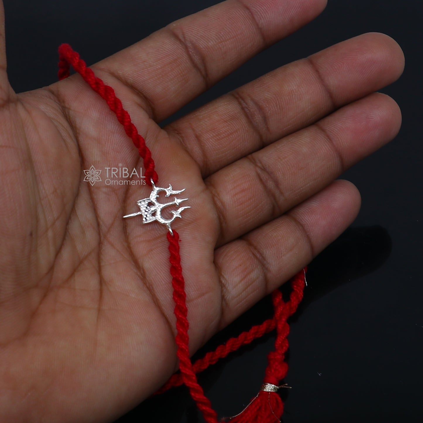 925 sterling silver Trishul / Trident design pendant rakhi Rakshabandhan festival rk403 - TRIBAL ORNAMENTS