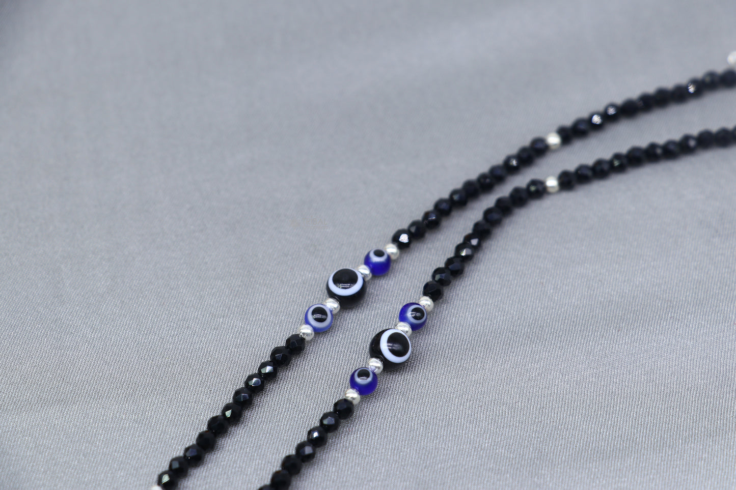 925 sterling silver and evil eye black beaded chain bracelet Combo use mother bracelet or baby anklets, sbr746 - TRIBAL ORNAMENTS