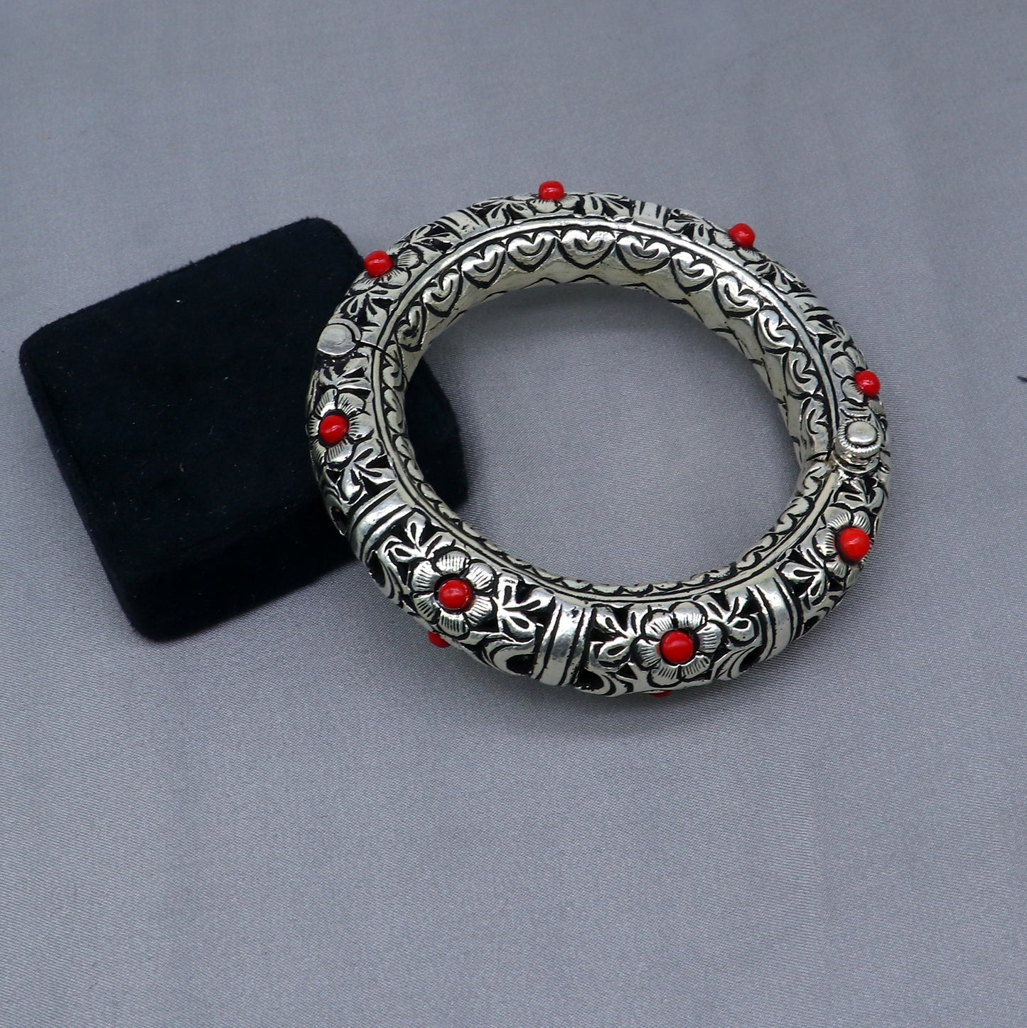 925 sterling silver handmade flower work vintage chitai work design bangle bracelet kada, unisex customized personalized jewelry nsk849 - TRIBAL ORNAMENTS