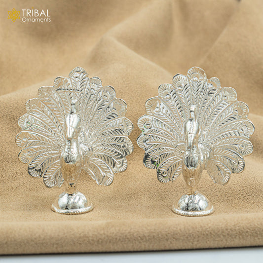 925 sterling silver peacock statue, sculpture home art, figurine art811