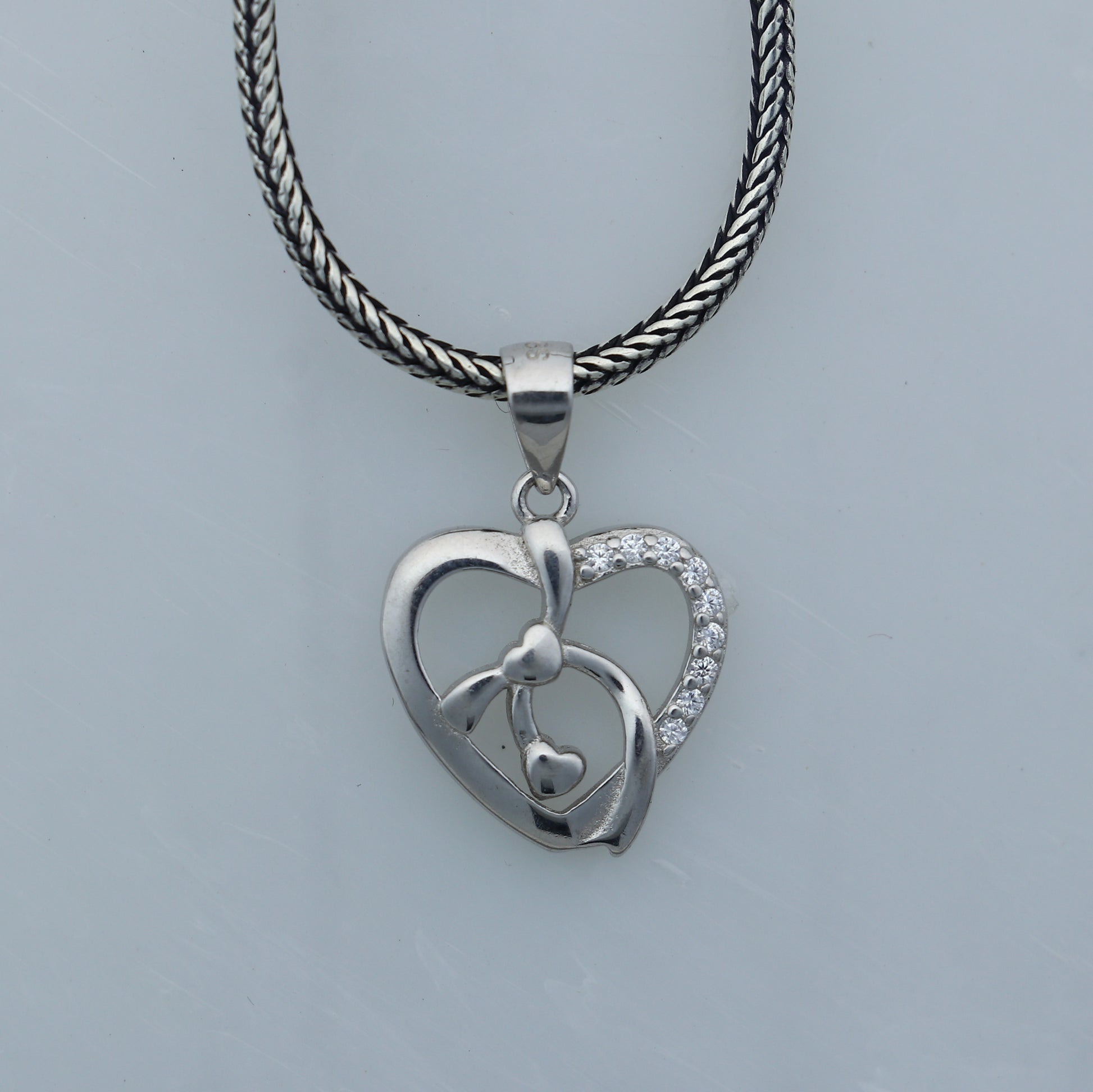 925 Sterling silver heart design diamond pendant nsp934 - TRIBAL ORNAMENTS
