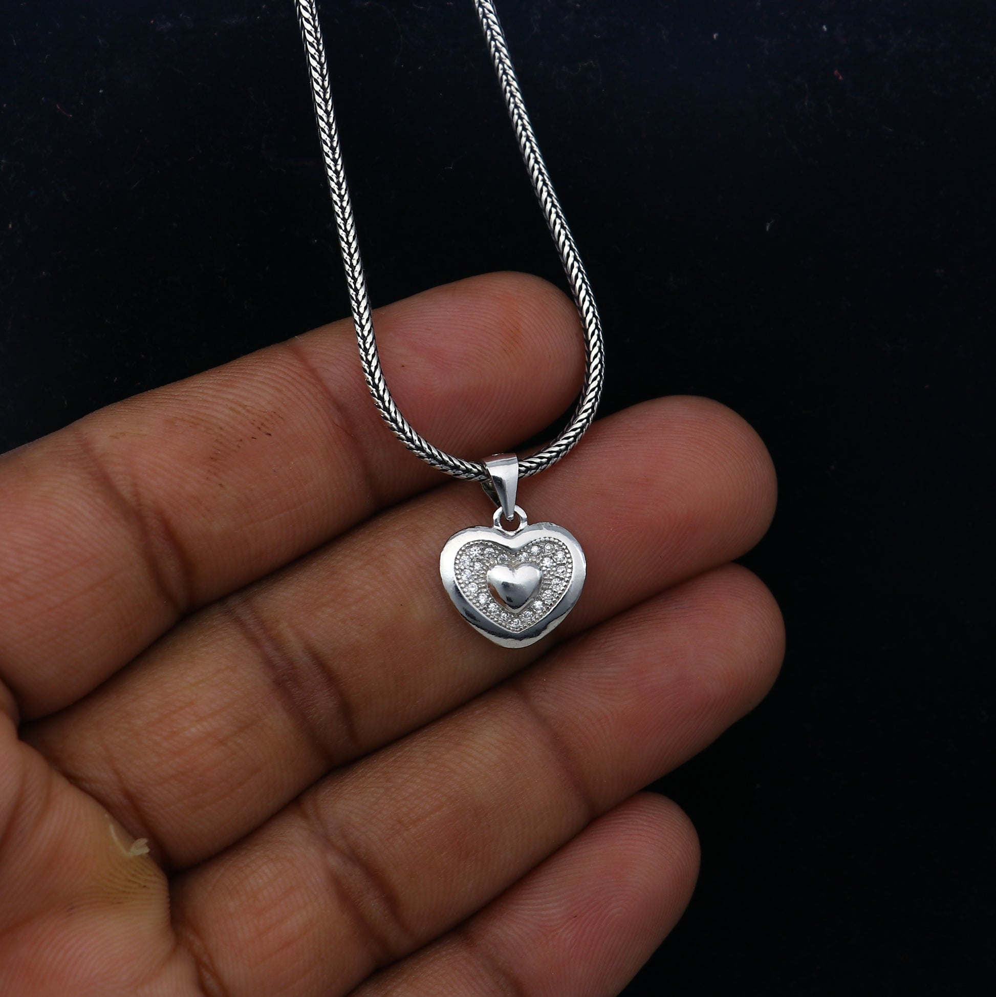 925 Sterling silver heart design diamond pendant nsp935 - TRIBAL ORNAMENTS