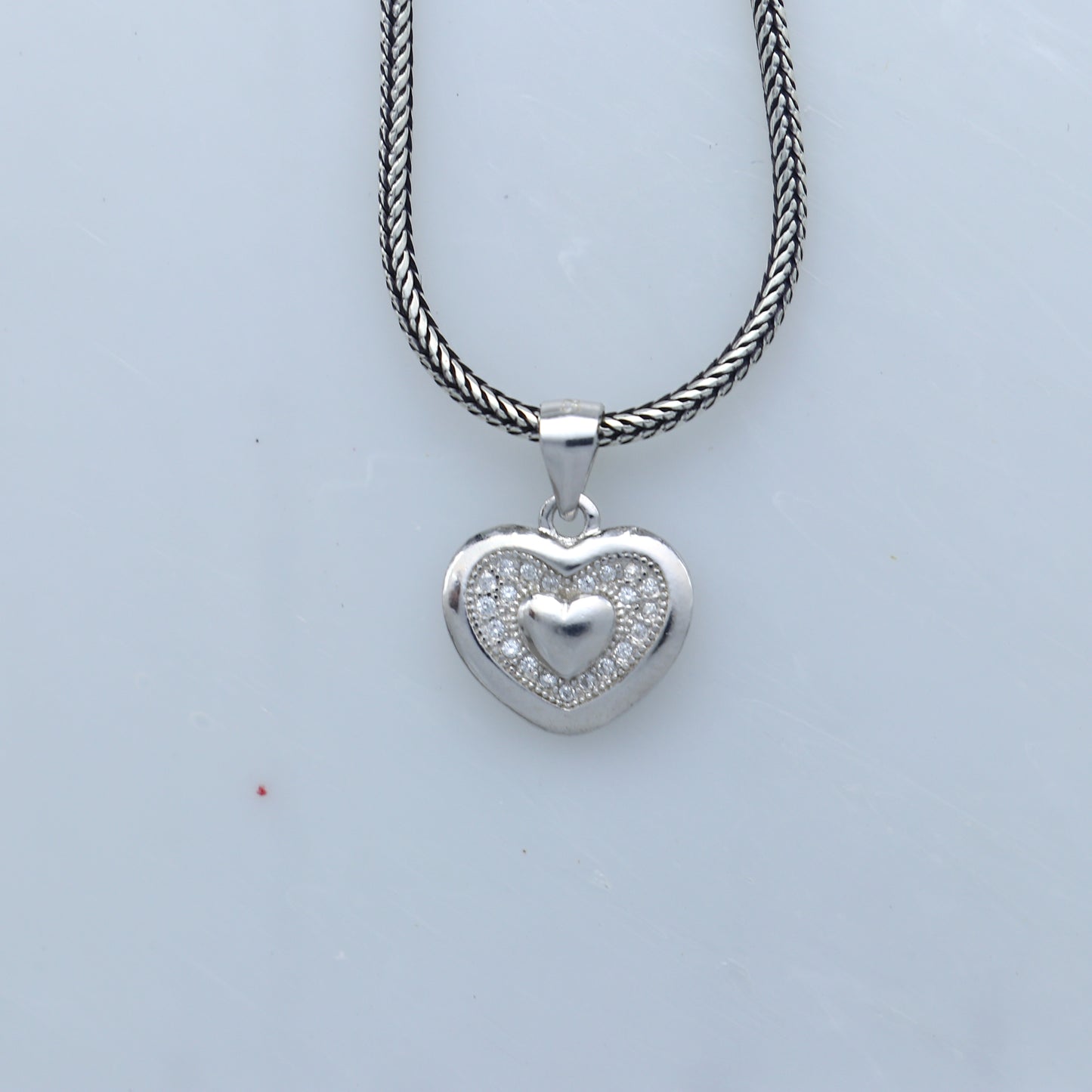 925 Sterling silver heart design diamond pendant nsp935 - TRIBAL ORNAMENTS