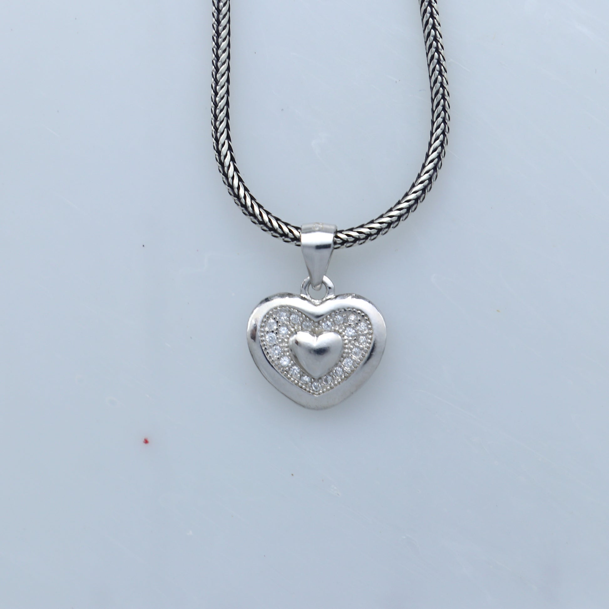 925 Sterling silver heart design diamond pendant nsp935 - TRIBAL ORNAMENTS