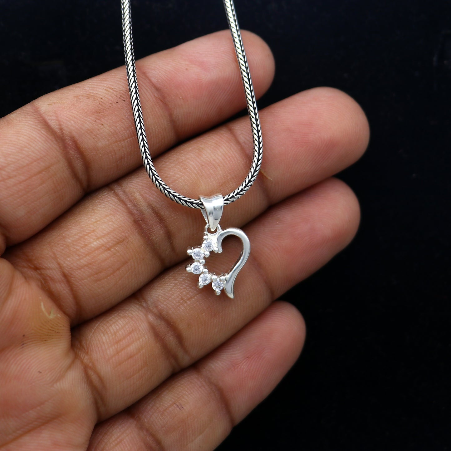 925 Sterling silver heart design diamond pendant nsp936 - TRIBAL ORNAMENTS
