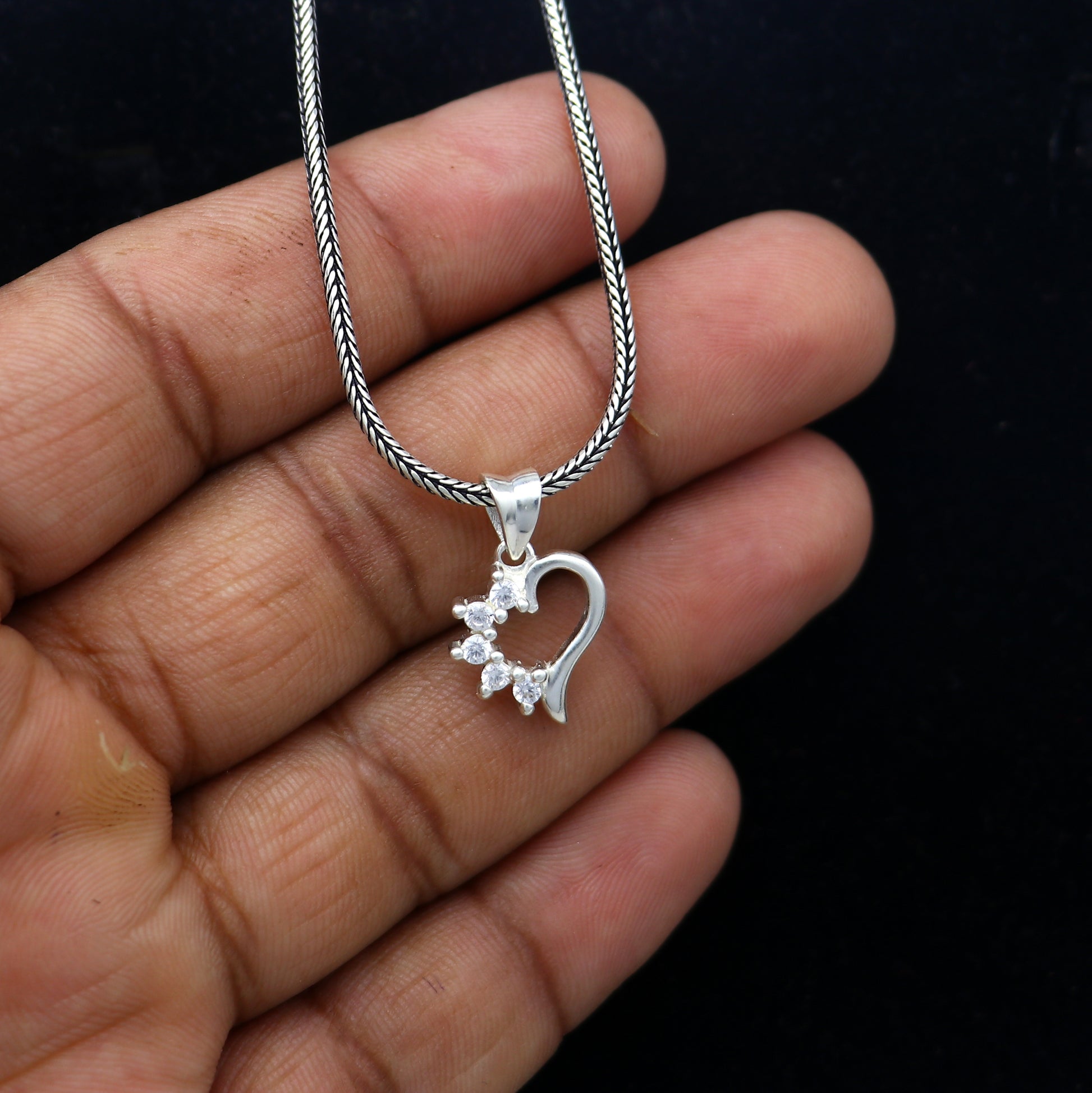 925 Sterling silver heart design diamond pendant nsp936 - TRIBAL ORNAMENTS