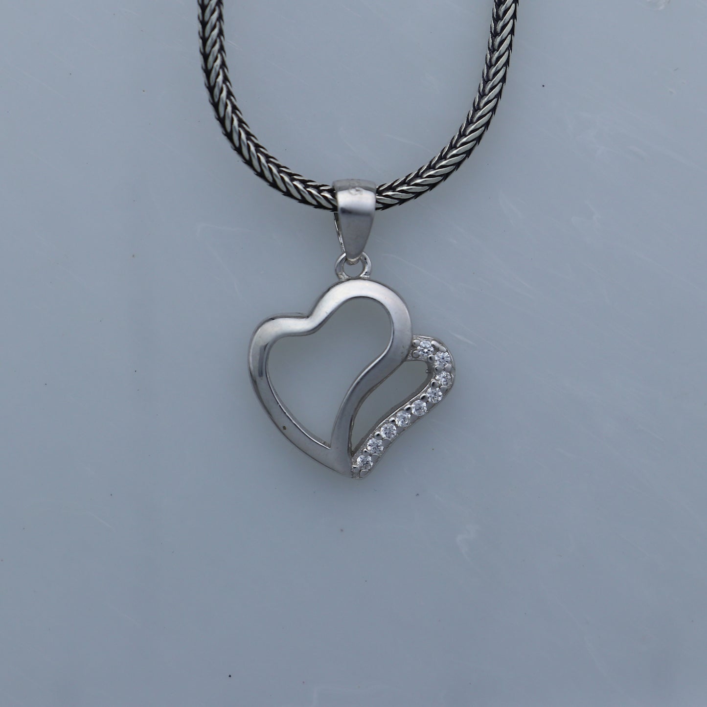 925 Sterling silver heart design diamond pendant nsp937 - TRIBAL ORNAMENTS