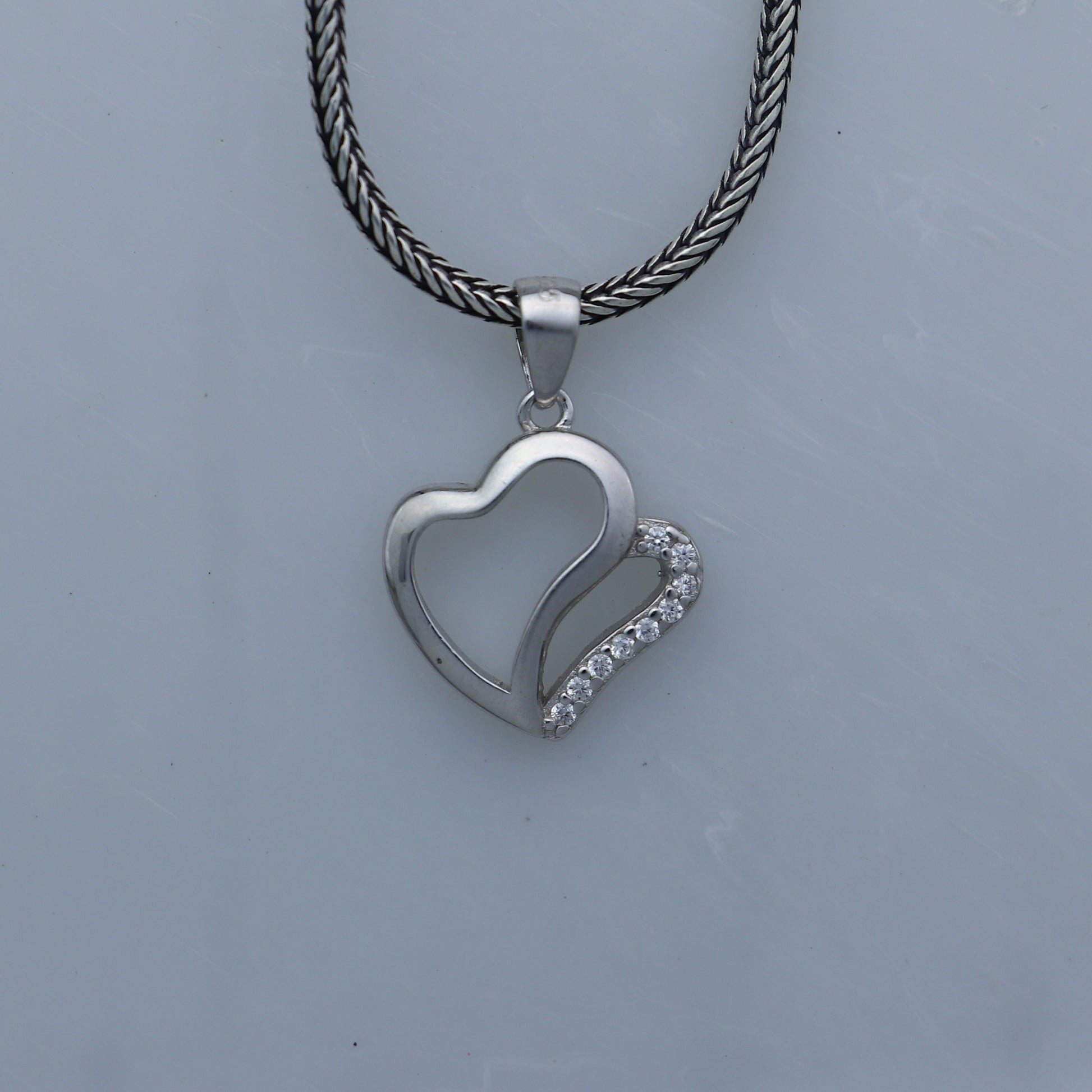 925 Sterling silver heart design diamond pendant nsp937 - TRIBAL ORNAMENTS