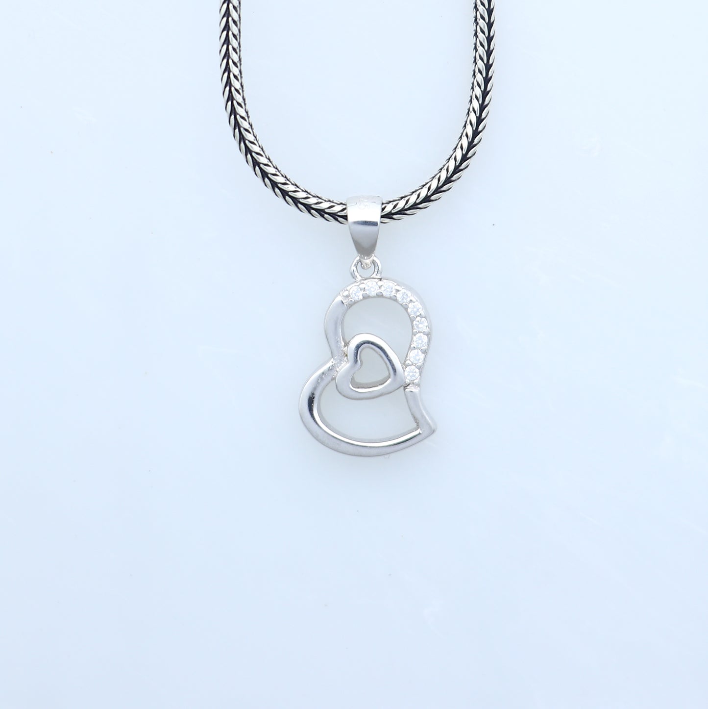 925 Sterling silver diamond heart design pendant nsp940 - TRIBAL ORNAMENTS