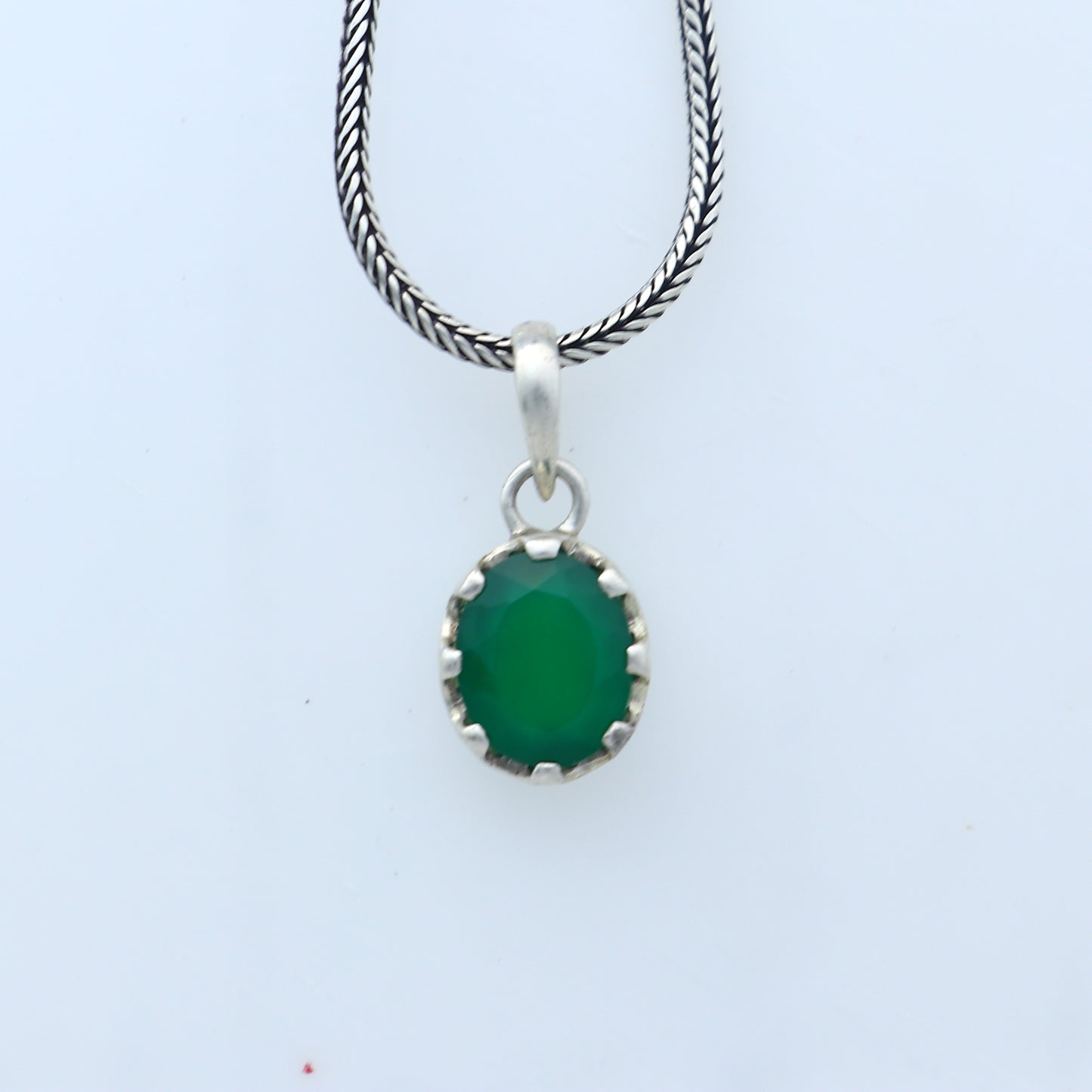 925 Sterling silver unique green diamond onyx pendant nsp949 - TRIBAL ORNAMENTS