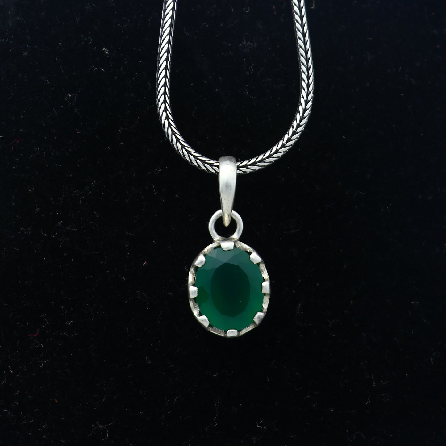 925 Sterling silver unique green diamond onyx pendant nsp949 - TRIBAL ORNAMENTS