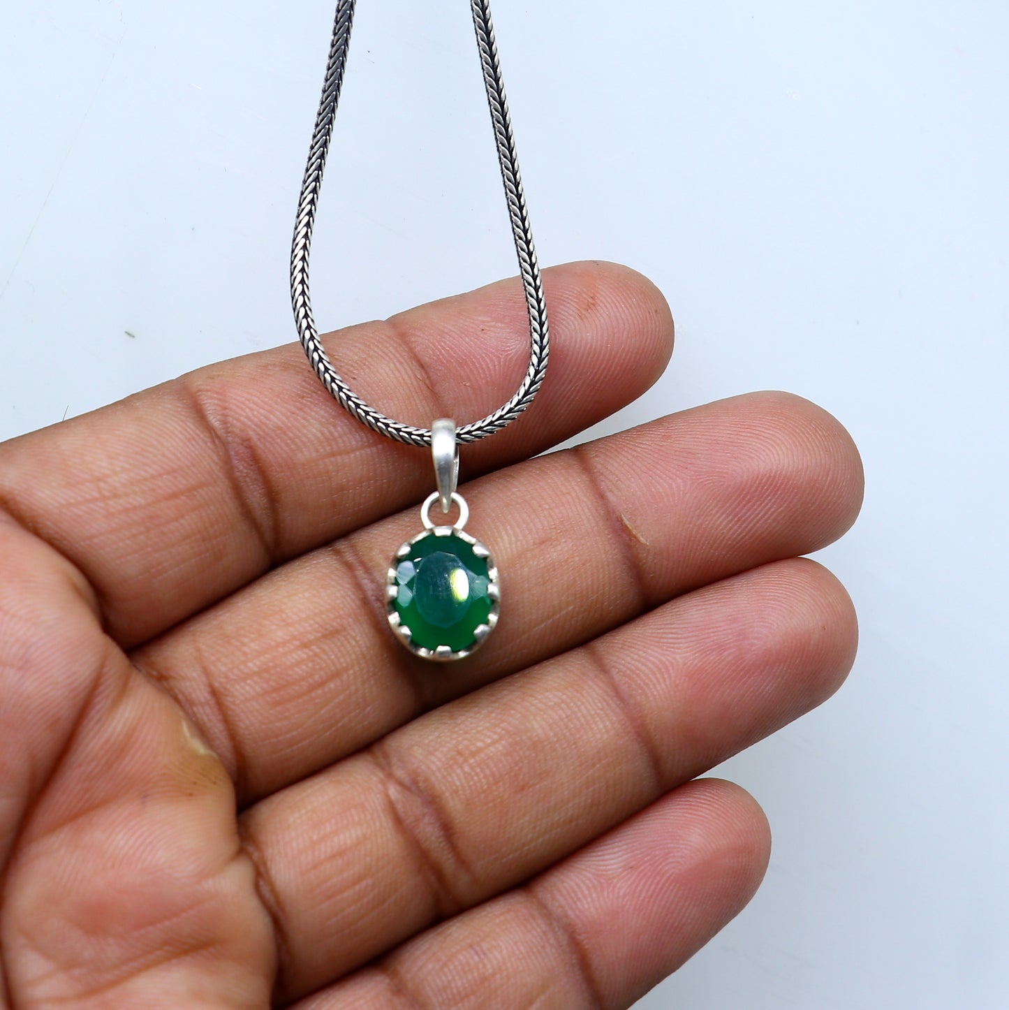 925 Sterling silver unique green diamond onyx pendant nsp949 - TRIBAL ORNAMENTS