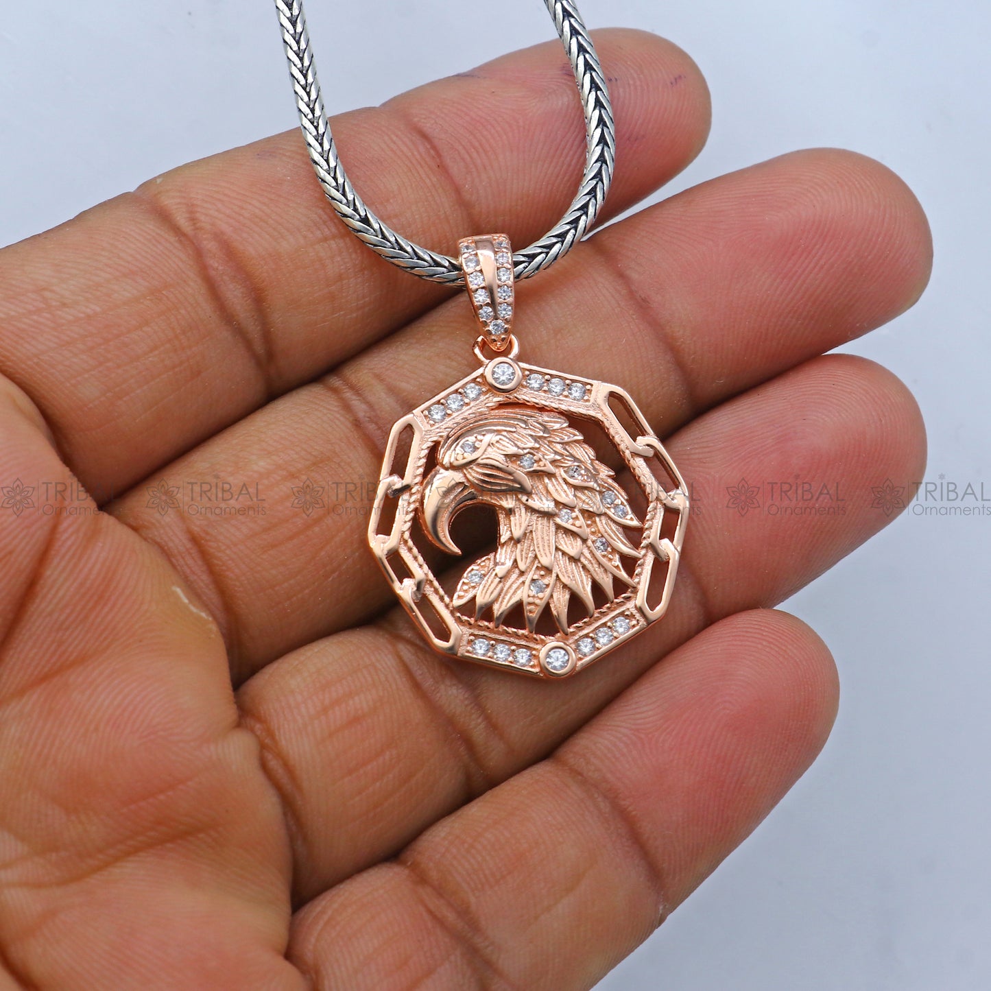 925 Sterling silver Garuda ( Eagle ) design rose gold polished pendant nsp951 - TRIBAL ORNAMENTS