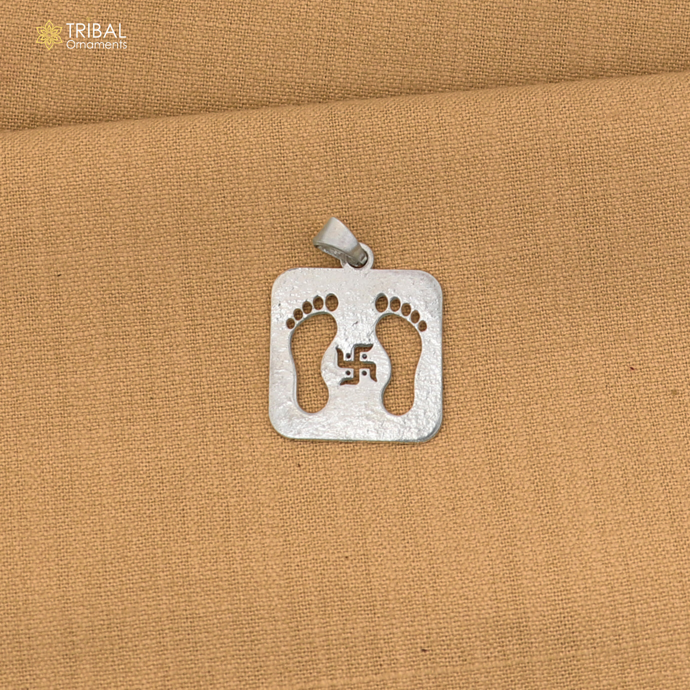 925 sterling silver Shree charan paduka pendant with chain stylish unisex jewelry nsp1150