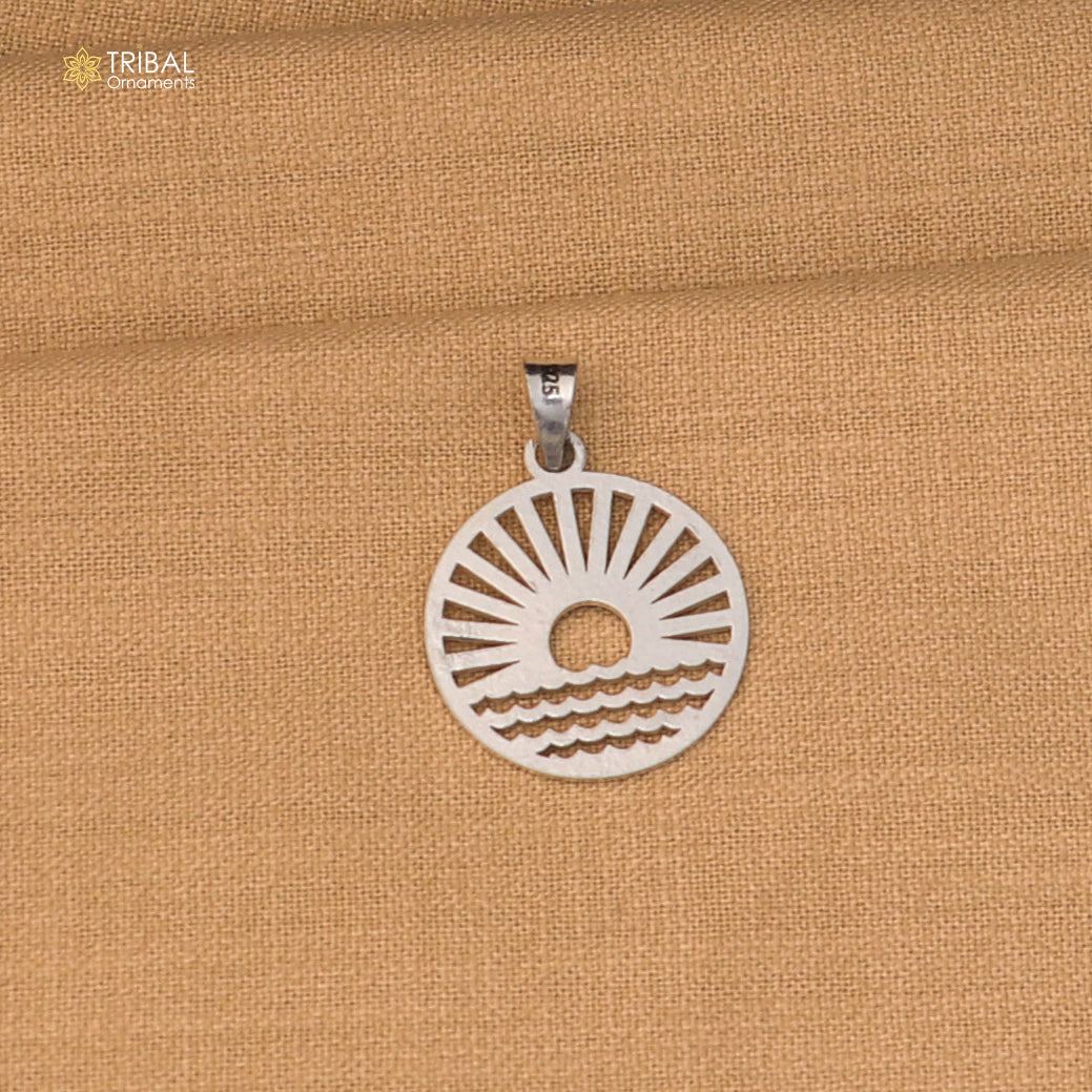 925 sterling silver sun set style pendant with chain stylish unisex jewelry nsp1154