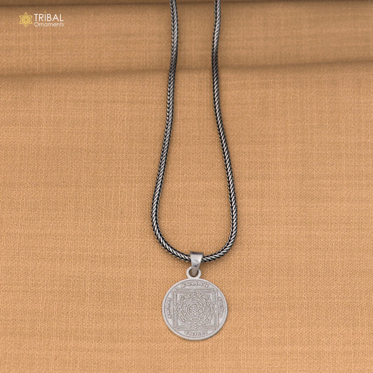 925 sterling silver Maha Mrityunjaya Yantra pendant with chain stylish unisex jewelry nsp1157