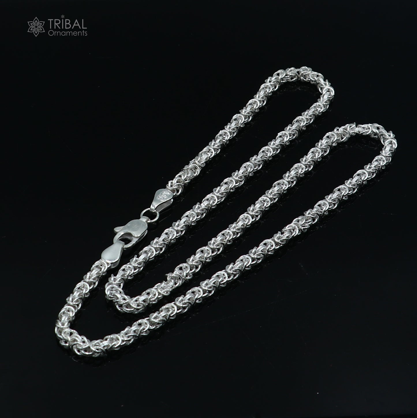 4MM 21 inches 925 sterling silver fancy byzantine chain necklace unisex jewelry ch270