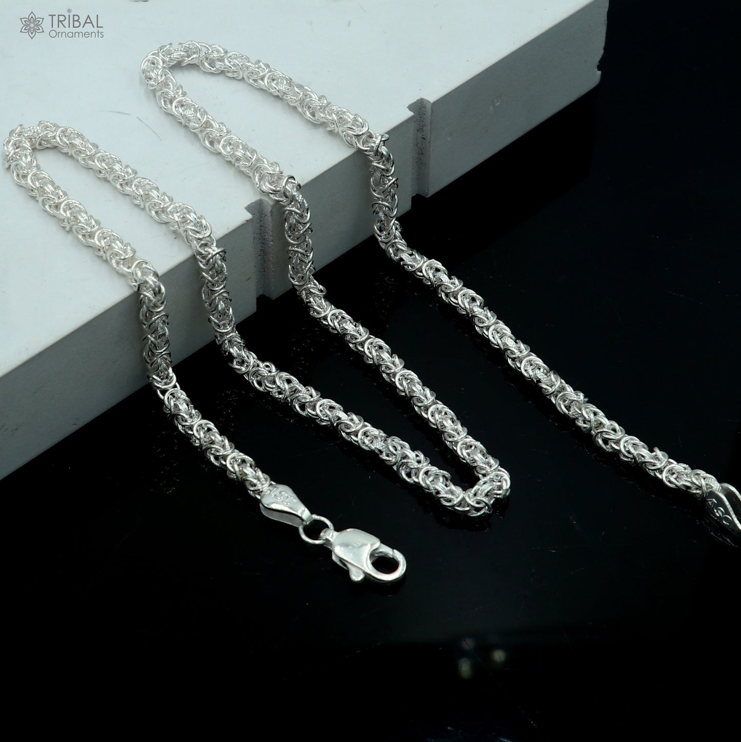 4MM 21 inches 925 sterling silver fancy byzantine chain necklace unisex jewelry ch270