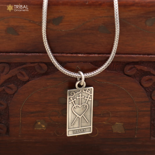 925 sterling silver Heart Tarot Charm, Zinc Alloy pendant with chain stylish unisex jewelry nsp1162