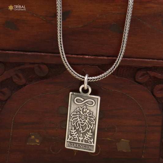 925 sterling silver strength Tarot Charm pendant with chain stylish unisex jewelry nsp1163
