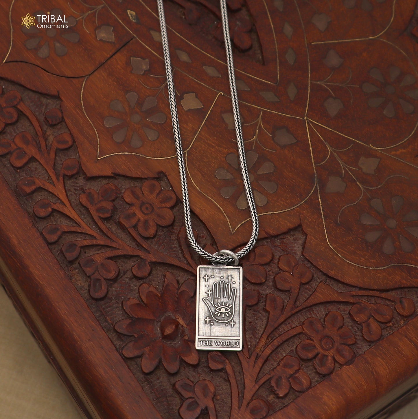 925 sterling silver Hand design Tarot Card pendant with chain stylish unisex jewelry nsp1169