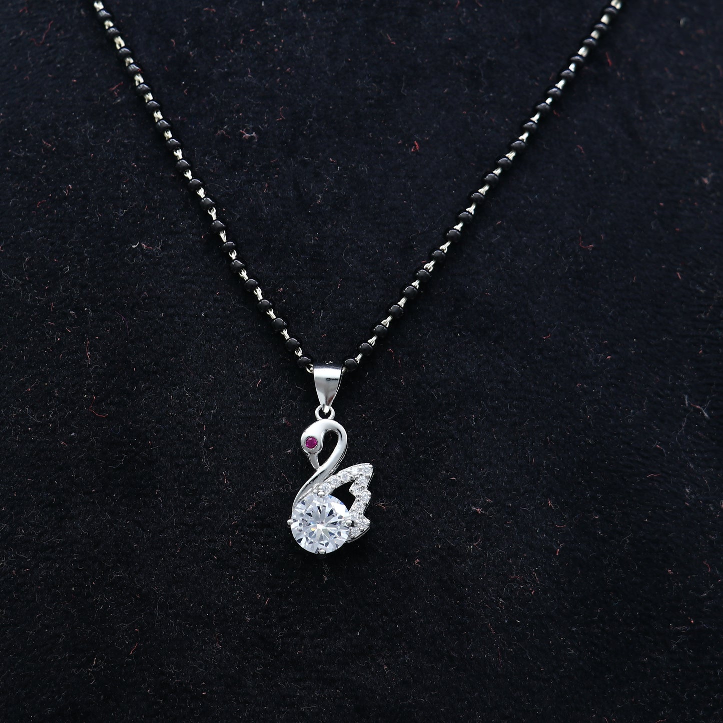 925 sterling silver Swan Mangalsutra pendant, best women's girl's gifting jewelry ms76 - TRIBAL ORNAMENTS