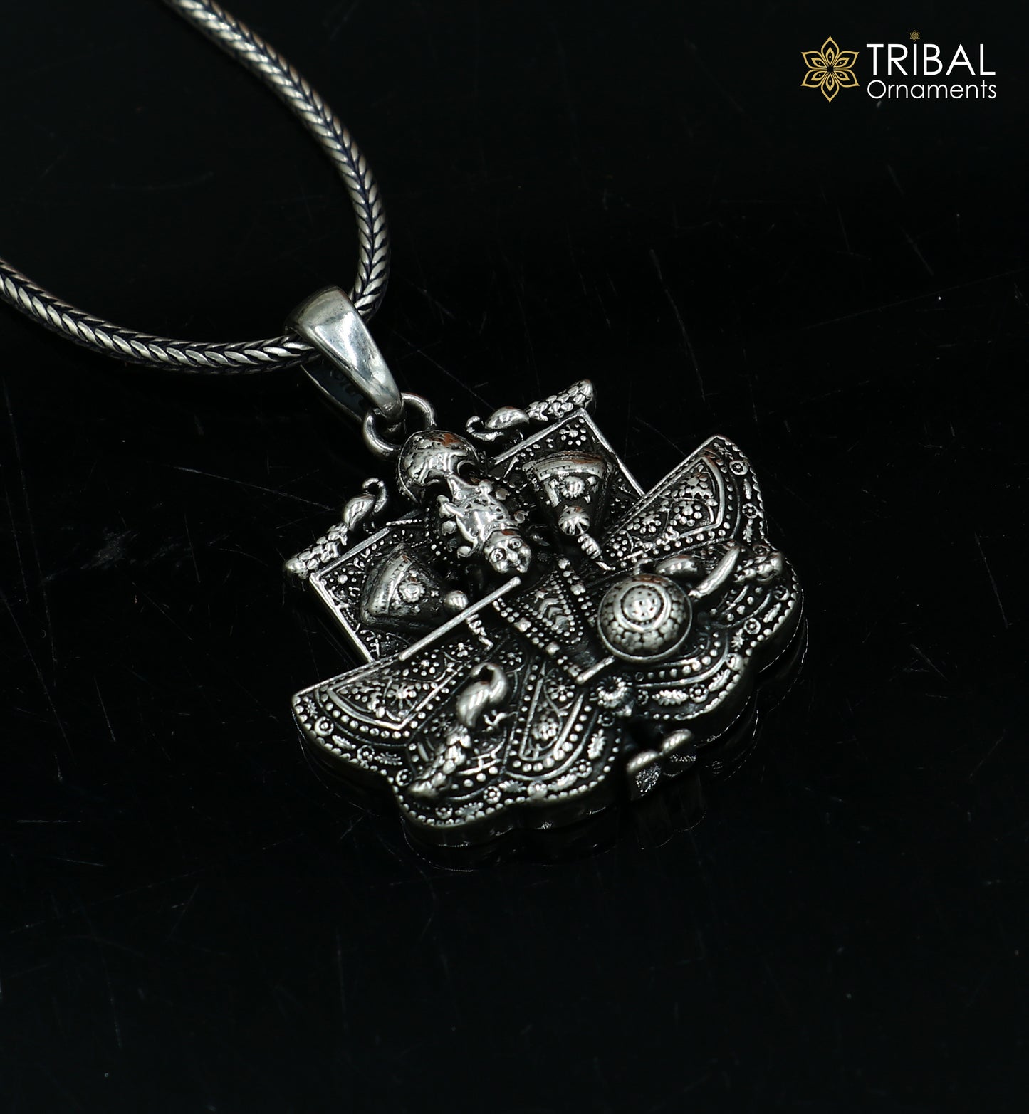 925 sterling silver handmade lord sanwariya ji ( krishna ) Pendant with chain tribal jewellery nsp1048