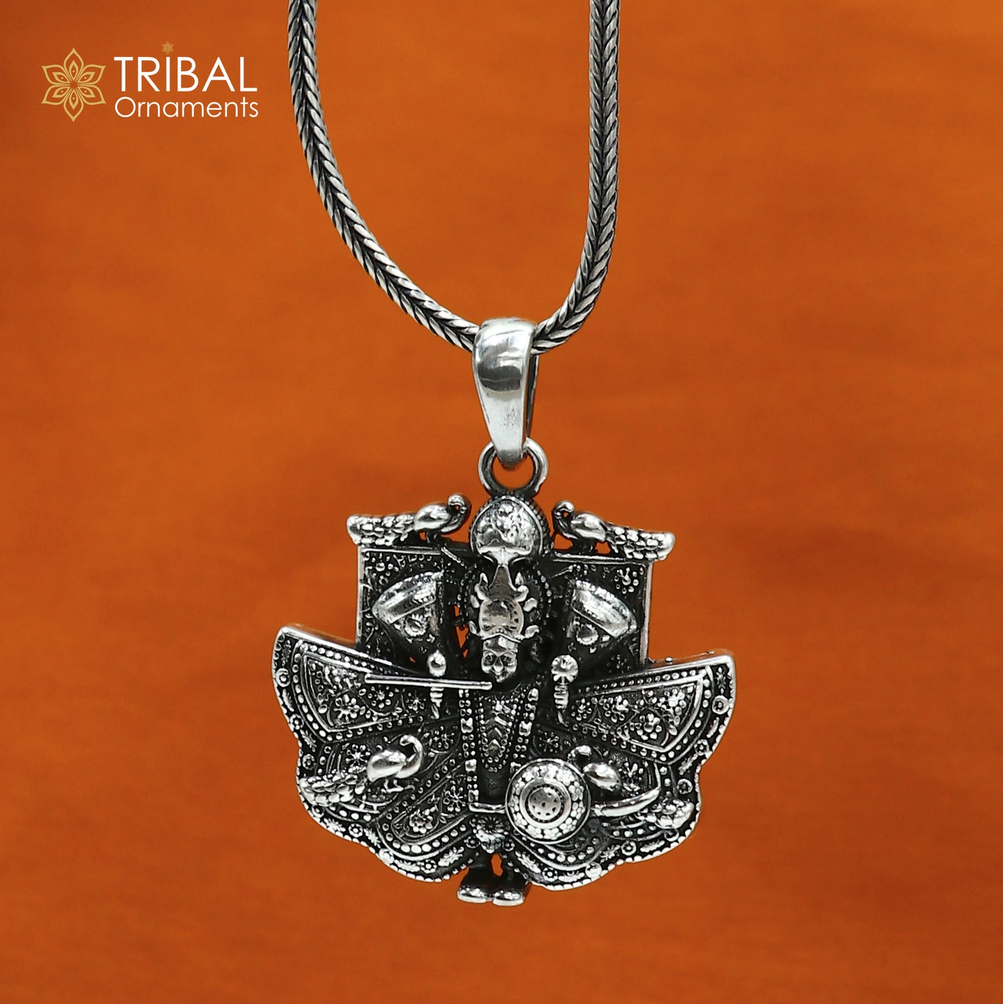 925 sterling silver handmade lord sanwariya ji ( krishna ) Pendant with chain tribal jewellery nsp1048