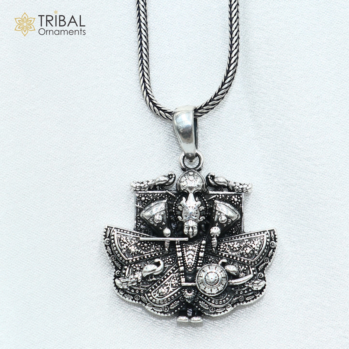 925 sterling silver handmade lord sanwariya ji ( krishna ) Pendant with chain tribal jewellery nsp1048