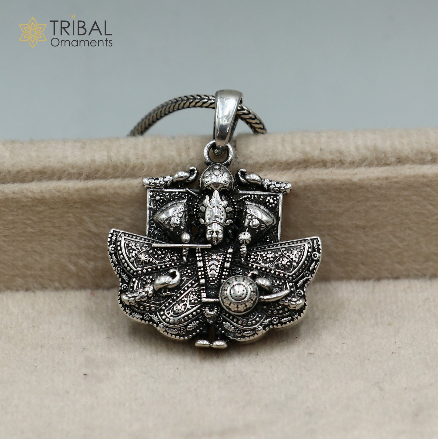 925 sterling silver handmade lord sanwariya ji ( krishna ) Pendant with chain tribal jewellery nsp1048