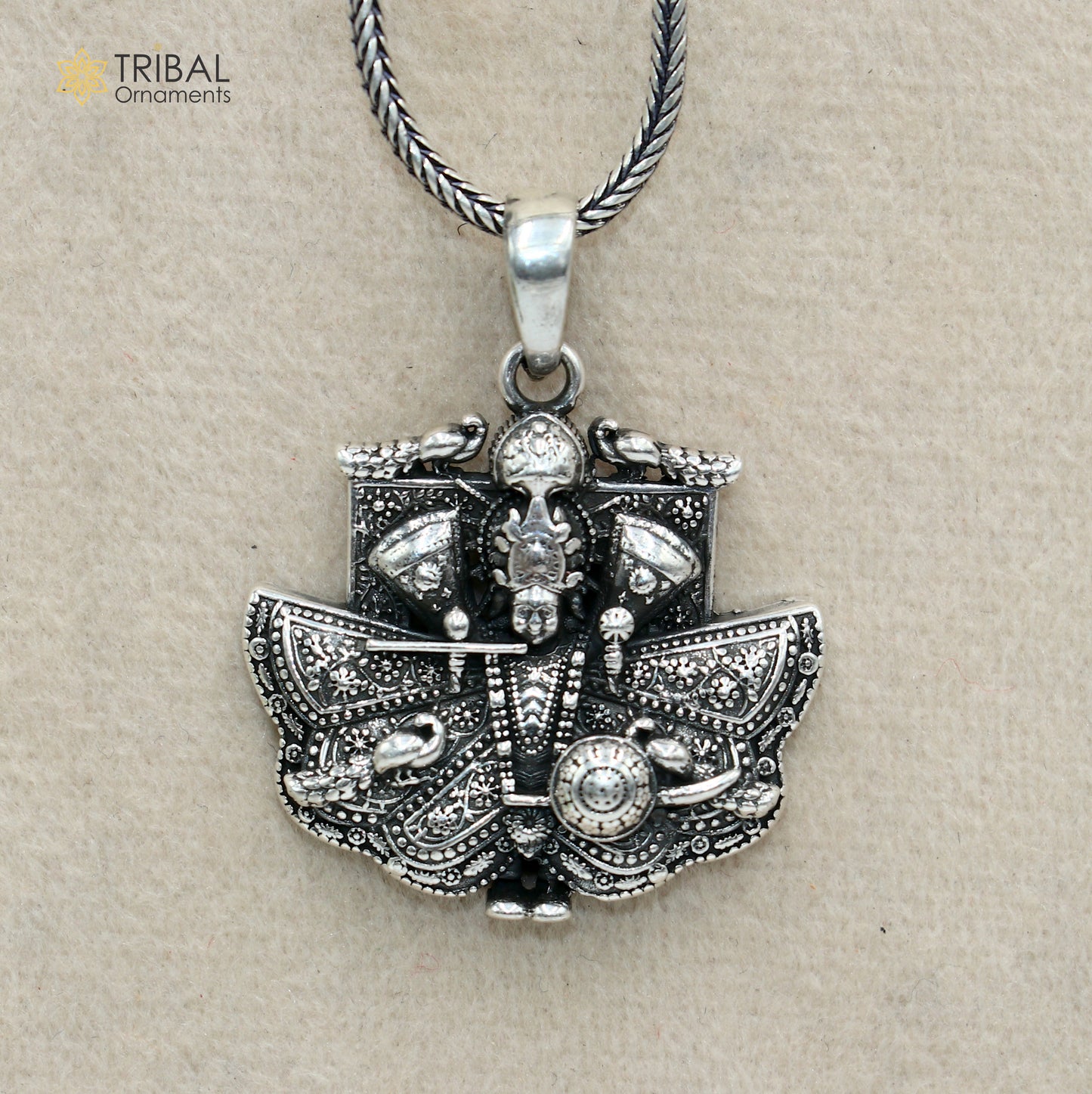 925 sterling silver handmade lord sanwariya ji ( krishna ) Pendant with chain tribal jewellery nsp1048