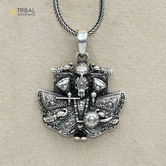 925 sterling silver sanwariya ji ( krishna )  Pendant with chain tribal jewellery nsp1048
