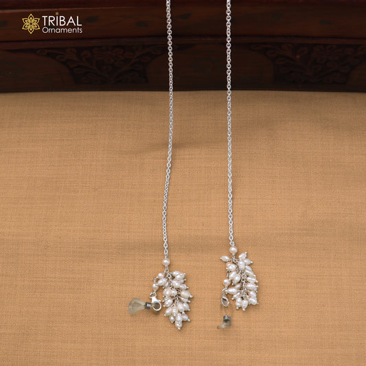 925 Sterling silver pearl beads with cuban link chain Women Stylish Sunglass Eyeglass Cord mask chain ch655