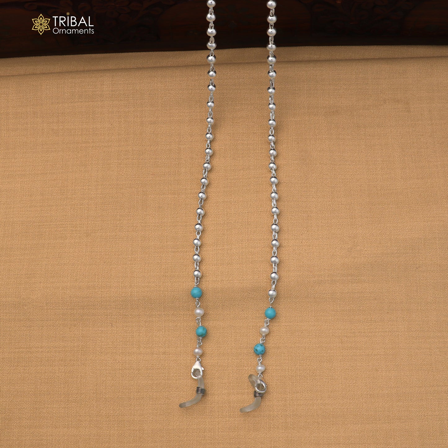 925 Sterling silver beaded chain Women Stylish Sunglass Eyeglass Cord mask chain ch657