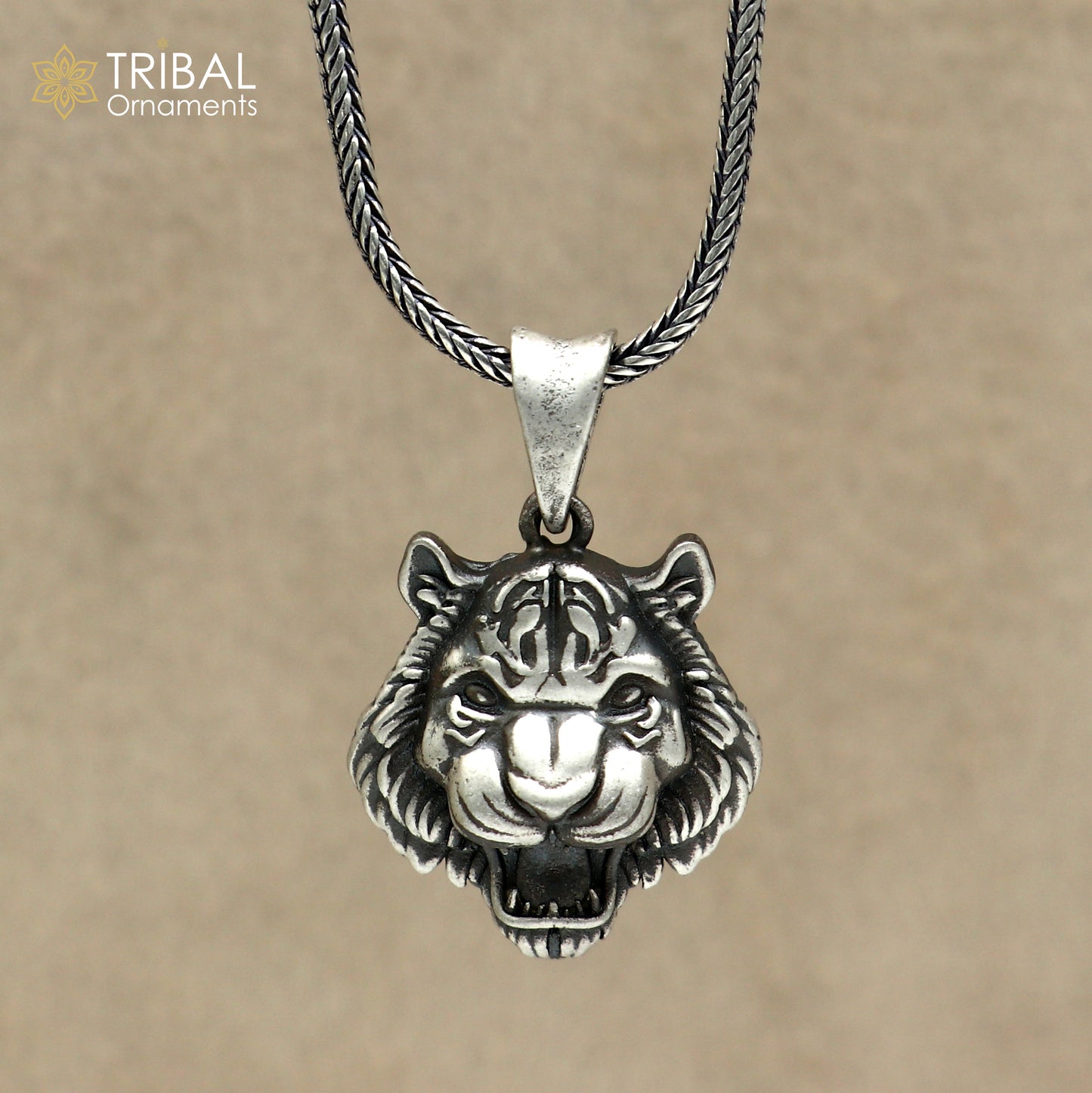925 sterling silver lion face pendant with chain tribal jewellery nsp1055