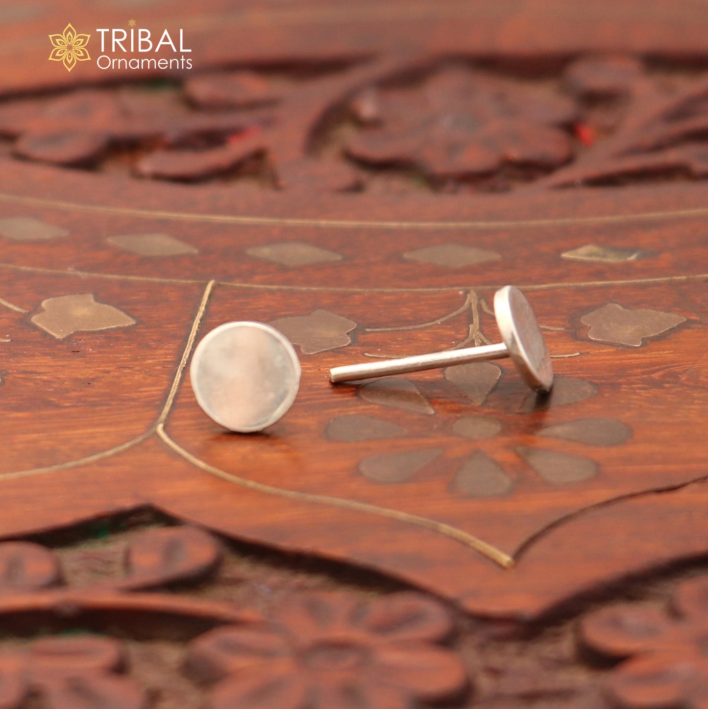 925 sterling silver Round coin style stud earring best unisex jewelry er296