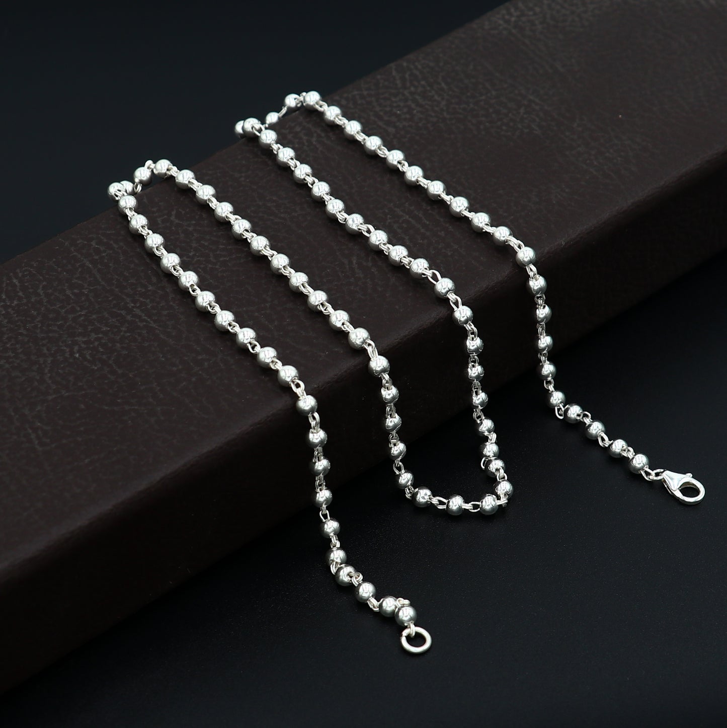 925 sterling silver beaded chain necklace tribal jewelry ch513