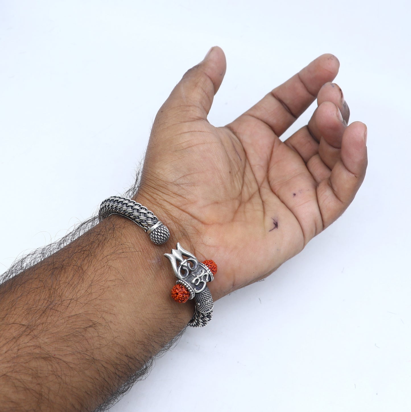 Lord Shiva trident / trishul design 925 sterling silver handmade bangle bracelet kada nsk850 - TRIBAL ORNAMENTS