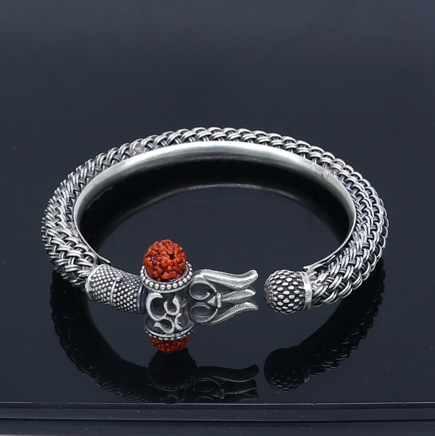 Lord Shiva trident / trishul design 925 sterling silver handmade bangle bracelet kada nsk850 - TRIBAL ORNAMENTS