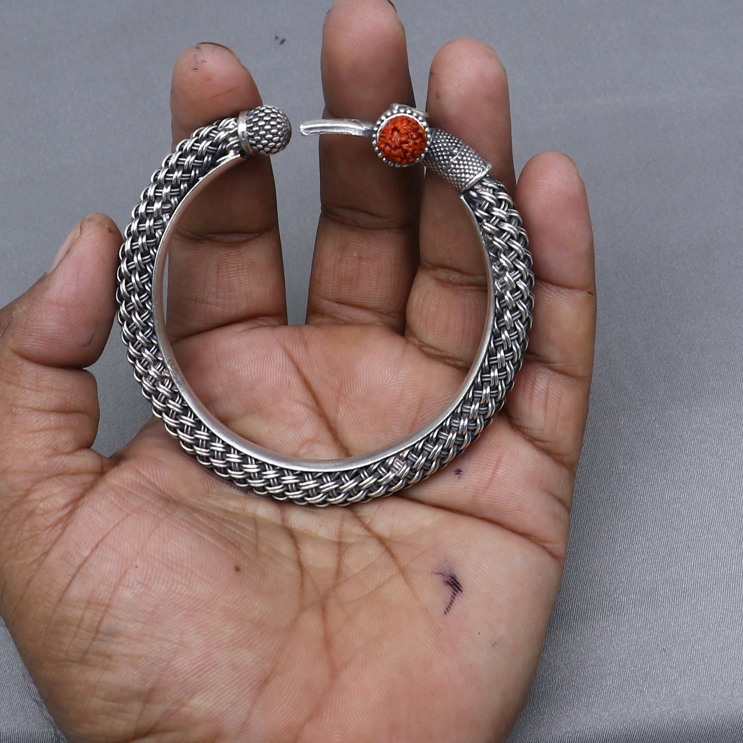 Lord Shiva trident / trishul design 925 sterling silver handmade bangle bracelet kada nsk850 - TRIBAL ORNAMENTS