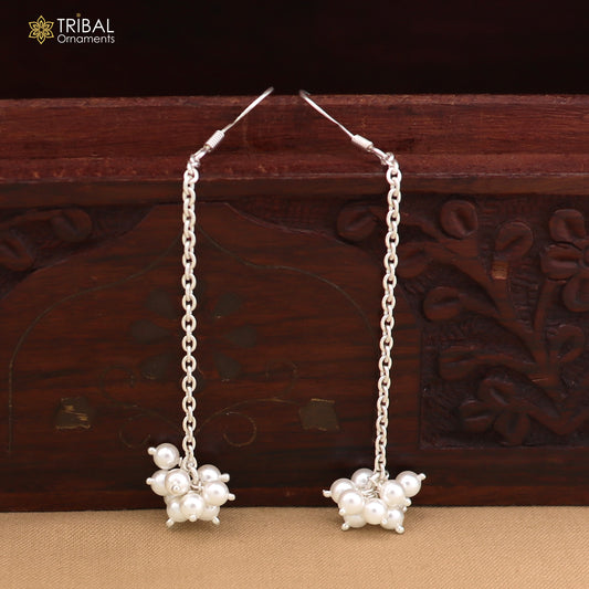 92.5 sterling silver pearl bunch hanging earring jumka jewelry er314
