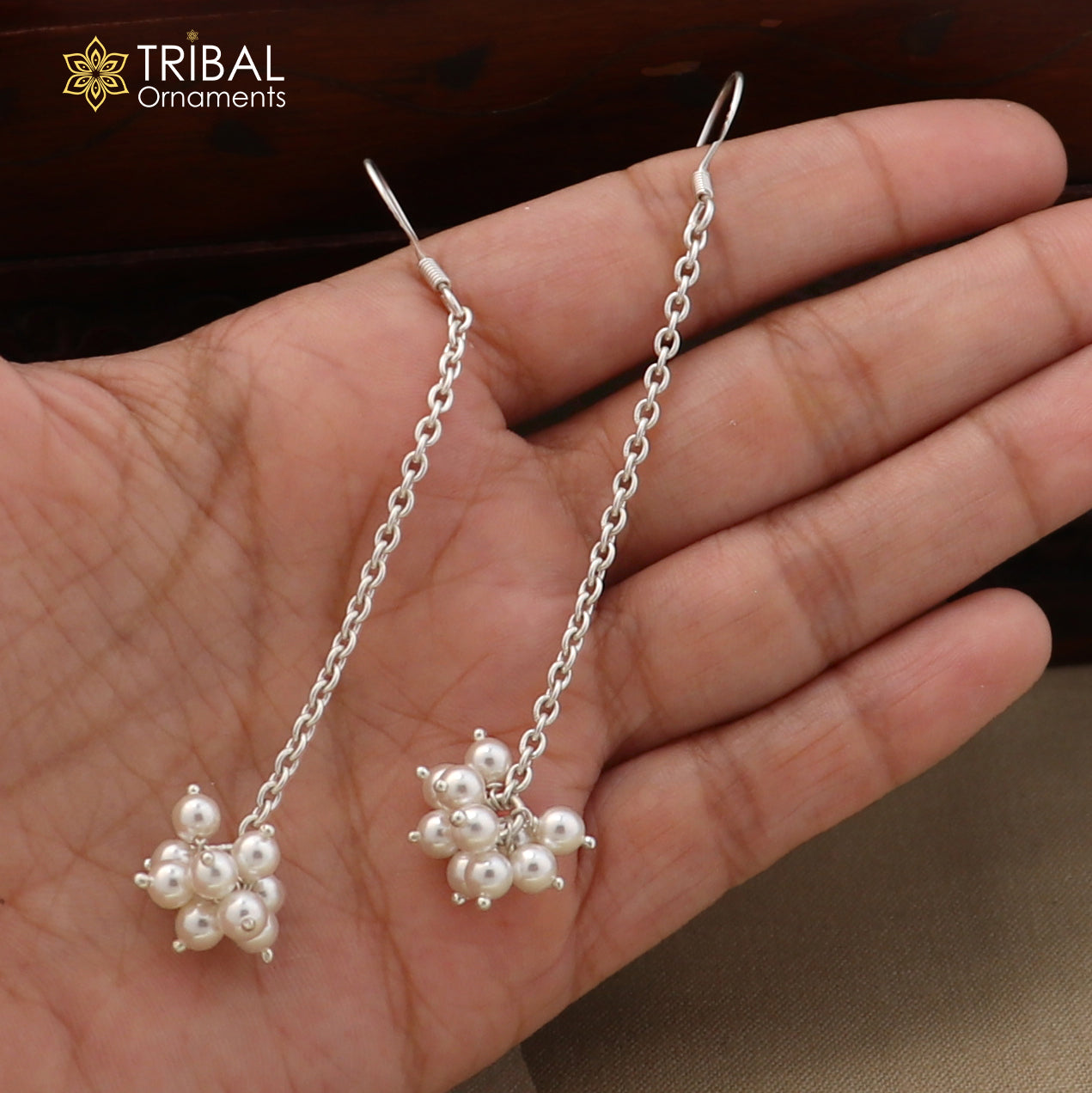 92.5 sterling silver pearl bunch hanging earring jumka jewelry er314