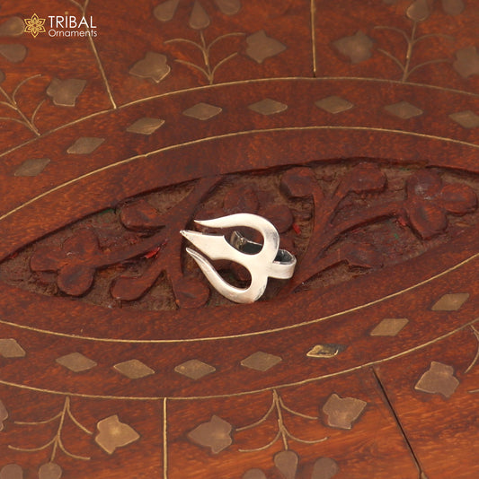 925 sterling silver vintage shiva trident design non piercing nose pin ethnic tribal jewelry np135